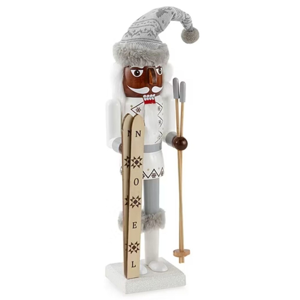 Wooden Christmas Nutcracker,14",AFRICAN AMERICAN MALE SKIER W/SKIS &POLES 646,NP